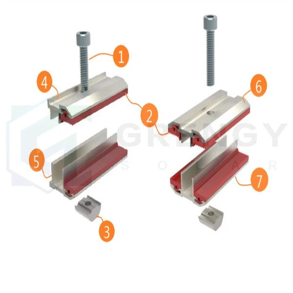 Al Mid End Clamps For Thin Film Solar Panel Al Mid End Clamps For Thin Film Solar Panel