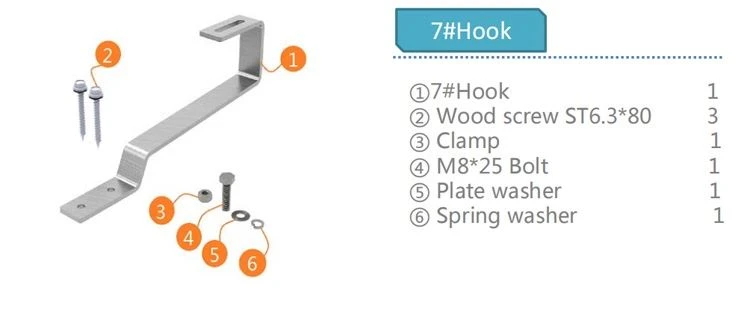 Factory solar panel roof hook for flat tile roof