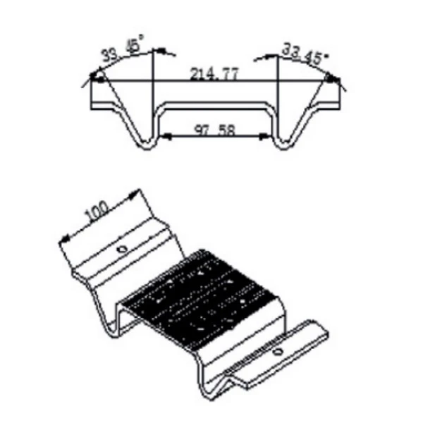 drawing of T shape clamp for tin roof